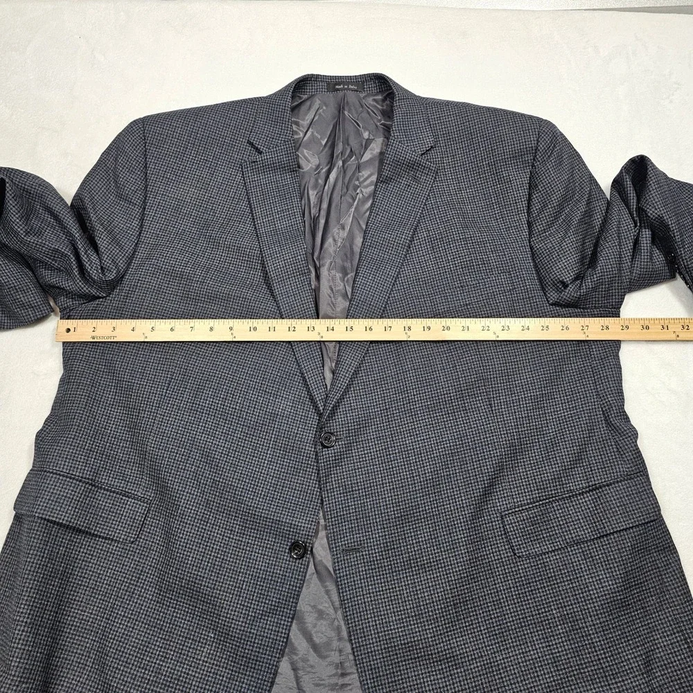 Lauren Ralph Lauren Sport Coat Mens 54R Grey Blue Houndstooth Wool Blend Preppy